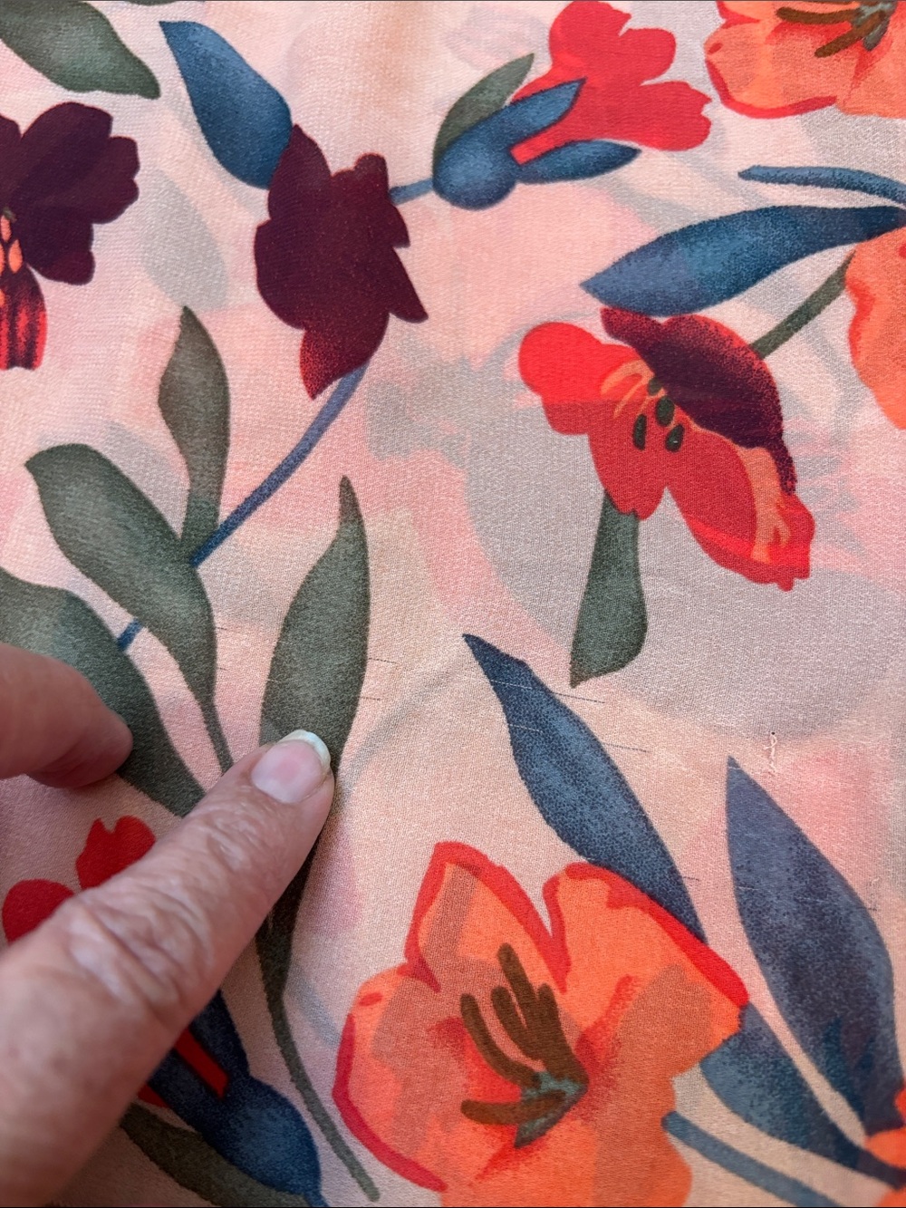 Elegant peach and coral pink burgundy floral ruffle maxi dress. Size M. - Picture 6 of 17